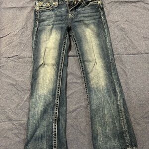 Miss Me Blue Flare Wide Leg Jeans Distressed Vintage